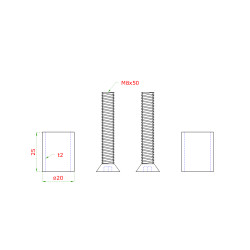 Prechod medzi stĺpom (plochý) a kotviacou platňou, L:25mm Prechod medzi stĺpom (plochý) a kotviacou platňou, L:25mm